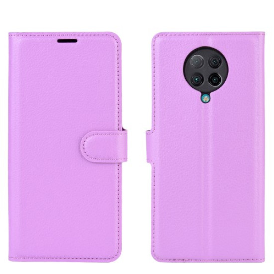 Litchi Skin Leather Wallet Stand Case for Xiaomi Redmi K30 Pro/Poco F2 Pro - Purple XIAOMI Cases Mobile