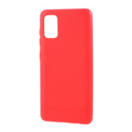 Carbon Fiber Texture TPU Back Cover for Samsung Galaxy A41 (Global Version) - Red