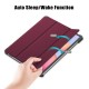 Tri-fold Stand Leather Smart Case for Samsung Galaxy Tab S7 T870 T875 - Wine Red Samsung Cases Mobile Tablet
