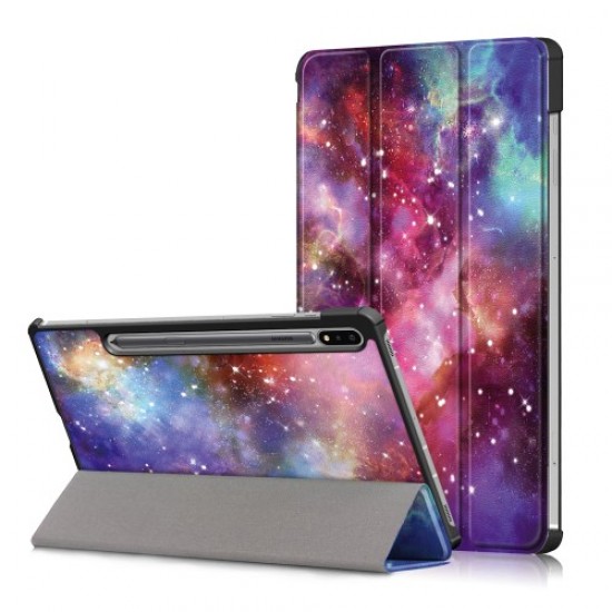 Pattern Printing Tri-fold Stand Leather Smart Case for Samsung Galaxy Tab S7 T870 T875 - Galaxy Pattern Samsung Cases Mobile Tablet