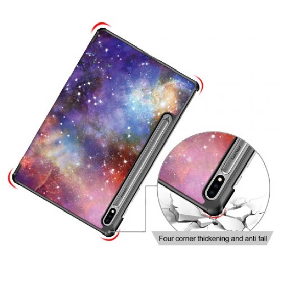 Pattern Printing Tri-fold Stand Leather Smart Case for Samsung Galaxy Tab S7 T870 T875 - Galaxy Pattern Samsung Cases Mobile Tablet
