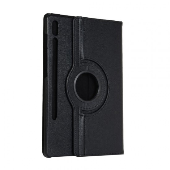 Litchi Texture Leather Case with Rotating Stand Cover for Samsung Galaxy Tab S7 SM-T870.T875 - Black Samsung Cases Mobile Tablet