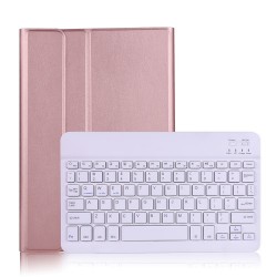 Bluetooth Keyboard Leather Stand Shell for Samsung Galaxy Tab S7 T870 T875 - Rose Gold