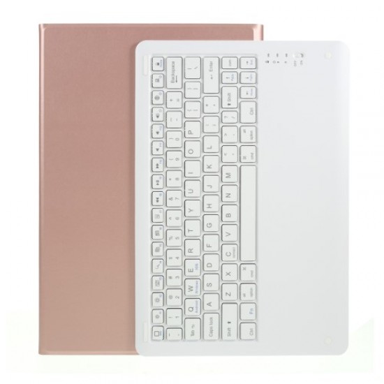 Bluetooth Keyboard Litchi Skin Leather Stand Case for Samsung Galaxy Tab S7 Plus (2020) - Rose Gold Samsung Cases Mobile Tablet