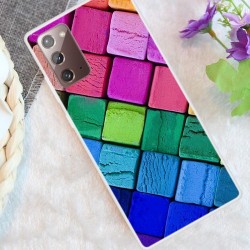 Pattern Printing Soft TPU Back Case for Samsung Galaxy Note 20/Note 20 5G - Colorful Squares