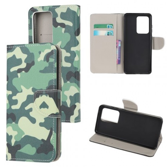 Pattern Printing Wallet Leather Phone Cover for Samsung Galaxy Note20 Ultra/Note20 Ultra 5G - Camouflage Pattern Samsung Cases Mobile