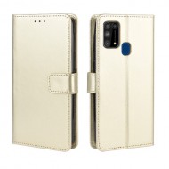 Crazy Horse Skin Leather Unique Case for Samsung Galaxy M31 - Gold