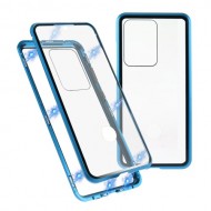 Μεταλλική Μαγνητική Θήκη 360 μοιρών (Detachable Metal Frame) με Τζαμάκι Προστασίας Οθόνης για Samsung Galaxy S20 Ultra - Μπλε