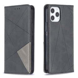 Geometric Pattern Leather Stand Case with Card Slots for iPhone 12 Pro/12 - Black