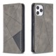 Geometric Pattern Leather Stand Case with Card Slots for iPhone 12 Pro/12 - Grey Apple Cases Mobile