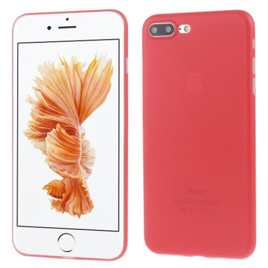 For iPhone 8 Plus / 7 Plus Ultrathin 0.3mm Matte PC Hard Case Accessory - Red Apple Cases Mobile