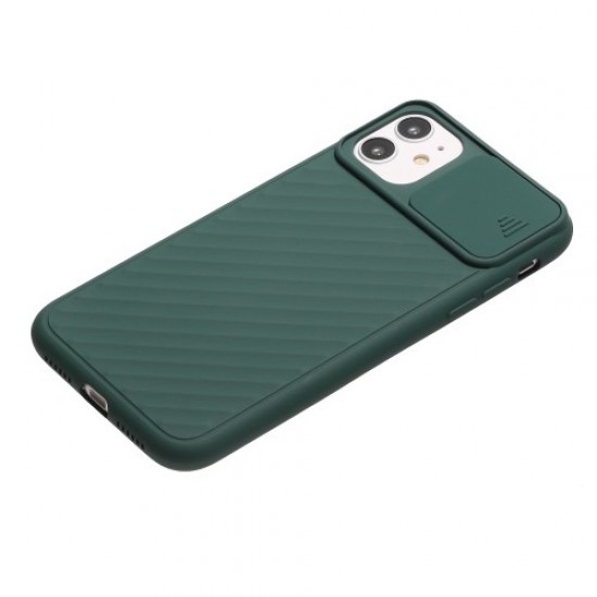 Soft TPU Phone Case with Slide Camera Lens Shield for iPhone 12 Pro Max 6.7 inch - Green Apple Cases Mobile