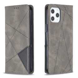 Geometric Pattern Leather Stand Case with Card Slots for iPhone 12 Pro Max 6.7-inch - Grey
