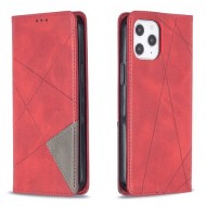 Geometric Pattern Leather Stand Case with Card Slots for iPhone 12 Pro Max 6.7-inch - Red