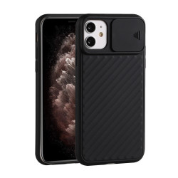 Soft TPU Case with Slide Camera Cover for iPhone 12 mini - Black