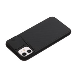 Soft TPU Case with Slide Camera Cover for iPhone 12 mini - Black