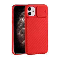 Soft TPU Case with Slide Camera Cover for iPhone 12 mini - Red