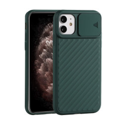 Soft TPU Case with Slide Camera Cover for iPhone 12 mini - Green