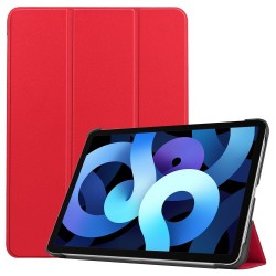 Litch Skin PU Leather Tri-fold Stand Tablet Case for iPad Air (2020) - Red
