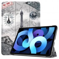 Printing Skin PU Leather Tri-fold Tablet Shell for iPad Air (2020) - Eiffel Tower