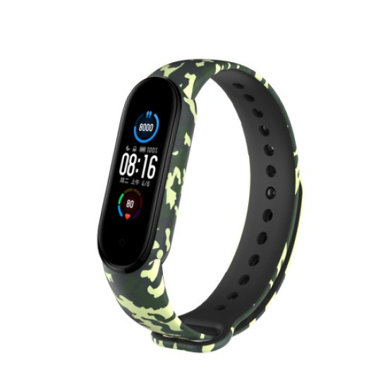 Pattern Printing TPU Watch Band Strap Replacement for Xiaomi Mi Band 5 - Green/Camouflage Gadgets - Toys - Hobby
