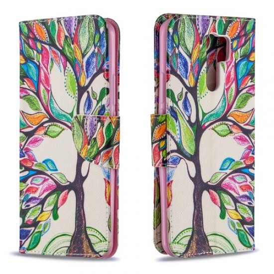 Δερμάτινη Θήκη Πορτοφόλι με Βάση Στήριξης για Xiaomi Redmi 9 - Δέντρο με Πολύχρωμα Φύλλα XIAOMI Θήκες Κινητών