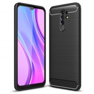 Θήκη Σιλικόνης TPU Carbon Fiber Brushed για Xiaomi Redmi 9 - Μαύρο