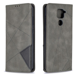 Geometric Skin Leather Shell for Xiaomi Redmi Note 9/Redmi 10X 4G - Grey