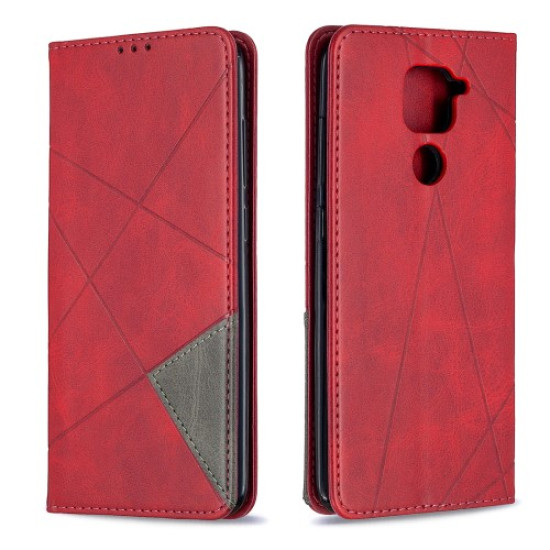 Geometric Skin Leather Shell for Xiaomi Redmi Note 9/Redmi 10X 4G - Red XIAOMI Cases Mobile