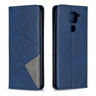 Geometric Skin Leather Shell for Xiaomi Redmi Note 9/Redmi 10X 4G - Blue