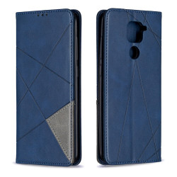 Geometric Skin Leather Shell for Xiaomi Redmi Note 9/Redmi 10X 4G - Blue