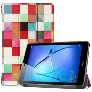 Pattern Printing Tri-fold Leather Stand Case for Huawei MatePad T8 - Colorful Checks