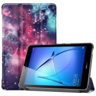 Pattern Printing Tri-fold Leather Stand Case for Huawei MatePad T8 - Galaxy Pattern
