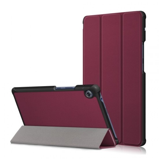 Tri-fold Stand Leather Smart Case for Huawei MatePad T8/C3 8.0 2020 - Wine Red Huawei Tablets Case