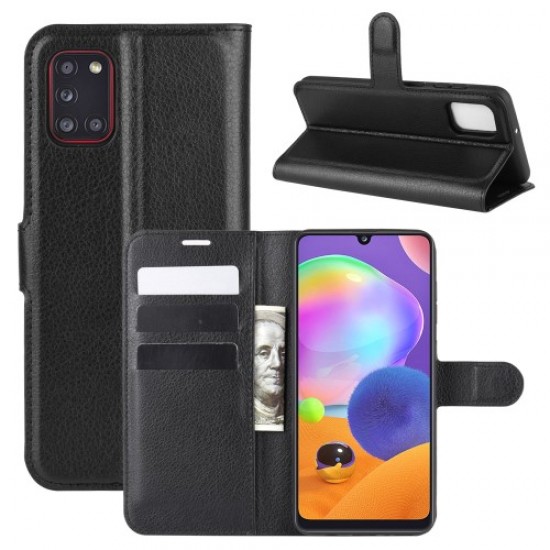 Litchi Surface Wallet Leather Case for Samsung Galaxy A31 - Black Samsung Cases Mobile