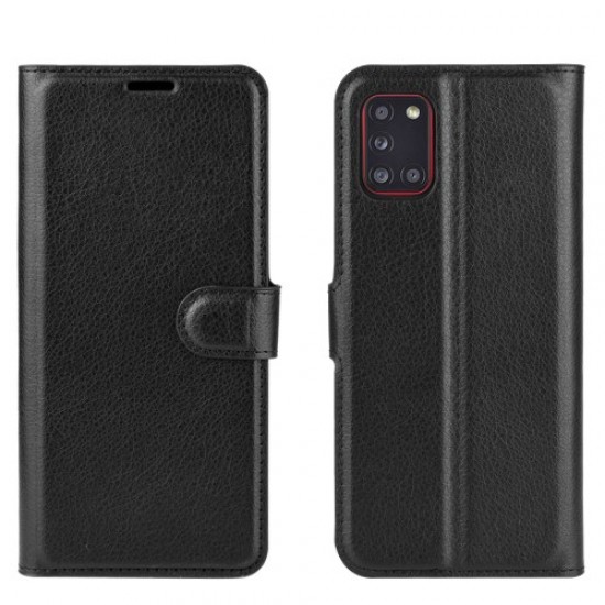 Litchi Surface Wallet Leather Case for Samsung Galaxy A31 - Black Samsung Cases Mobile