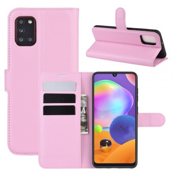 Litchi Surface Wallet Leather Case for Samsung Galaxy A31 - Pink Samsung Cases Mobile
