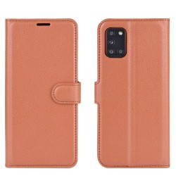 Litchi Surface Wallet Leather Case for Samsung Galaxy A31 - Brown