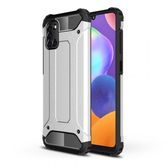 Armor Guard Plastic + TPU Hybrid Stylish Phone Case for Samsung Galaxy A31 - Silver Samsung Cases Mobile
