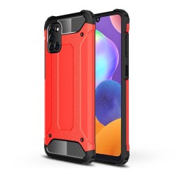 Armor Guard Plastic + TPU Hybrid Stylish Phone Case for Samsung Galaxy A31 - Red