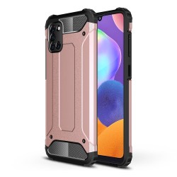 Armor Guard Plastic + TPU Hybrid Stylish Phone Case for Samsung Galaxy A31 - Rose Gold