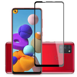 MOCOLO Silk Printing Tempered Glass Full Screen Protector [Full Glue] for Samsung Galaxy A21s - Black