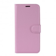 Litchi Skin Leather Stand Phone Shell Wallet Case for Samsung Galaxy M21/M30s - Pink