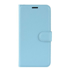 Litchi Skin Leather Stand Phone Shell Wallet Case for Samsung Galaxy M21/M30s - Blue