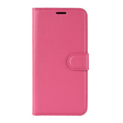 Litchi Skin Leather Stand Phone Shell Wallet Case for Samsung Galaxy M21/M30s - Rose