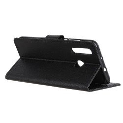 Litchi Skin Leather Wallet Case for Samsung Galaxy A20s - Black Litchi Skin Leather Wallet Case for Samsung Galaxy A20s - Black