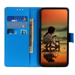 Litchi Skin Leather Wallet Case for Samsung Galaxy A20s - Blue Litchi Skin Leather Wallet Case for Samsung Galaxy A20s - Blue