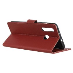 Litchi Skin Leather Wallet Case for Samsung Galaxy A20s - Brown Litchi Skin Leather Wallet Case for Samsung Galaxy A20s - Brown