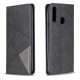 Geometric Pattern Leather Card Holder Phone Case with Stand Shell for Samsung Galaxy A20s - Black Samsung Cases Mobile