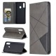 Geometric Pattern Leather Card Holder Phone Case with Stand Shell for Samsung Galaxy A20s - Grey Samsung Cases Mobile
